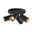 SLV wall and ceiling luminaire ASTO TUBE CW QUADRUPLE 4 flames, round, cardanic swivelling GU10 IP20, black dimmable