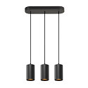 pendant luminaire ASTO TUBE 3 flames, rigid, long GU10 IP20, black dimmable