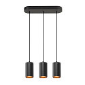 SLV pendant luminaire ASTO TUBE 3 flames, rigid, long GU10 IP20, black dimmable