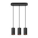 SLV pendant luminaire ASTO TUBE 3 flames, rigid, long GU10 IP20, black dimmable