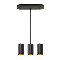 SLV pendant luminaire ASTO TUBE 3 flames, rigid, long GU10 IP20, black dimmable