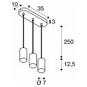 SLV pendant luminaire ASTO TUBE 3 flames, rigid, long GU10 IP20, black dimmable