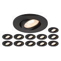 Plafondinbouwarmatuur UNIVERSAL DOWNLIGHT MOVE PHASE draaibaar, set van 12 IP20, zwart dimbaar