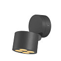 SLV Wandarmatuur voor buitenshuis R-CUBE rond, CCT Switch, cardanisch draaien IP65, antraciet dimbaar