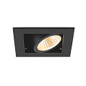 SLV ceiling recessed luminaire KADUX SINGLE square IP20, black dimmable