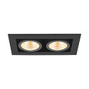 SLV ceiling recessed luminaire KADUX DOUBLE square IP20, black dimmable
