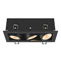 ceiling recessed luminaire KADUX TRIPLE square IP20, black dimmable