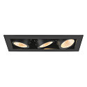 SLV ceiling recessed luminaire KADUX TRIPLE square IP20, black dimmable