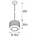 SLV pendant luminaire PANTILO ROPE 20 E27 IP20, silver dimmable