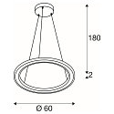 SLV Pendelarmatuur ONE FLAT PD SINGLE PHASE CCT Switch, ring vorm IP20, messing dimbaar