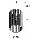 SLV Pendelarmatuur WUD - CYLINDRIC cilindrisch E27 IP20, hout, zwart dimbaar