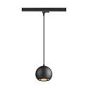 3-phase pendant luminaire LIGHT EYE� 150 down, ball shaped GU10 IP20, black matt dimmable