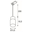 SLV 3-fase pendelarmatuur PURI 2.0 - TUBE cilindrisch GU10 IP20, zwart dimbaar