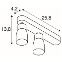 Wand- en plafondarmatuur PURI 2.0 - DOME 2-vlams, asymmetrisch GU10 IP20, goud, zwart dimbaar
