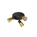 SLV Wand- en plafondarmatuur PURI 2.0 - DOME 3-vlams, rond GU10 IP20, goud, zwart dimbaar