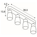 Wand- en plafondarmatuur PURI 2.0 - DOME 4-vlams, lang GU10 IP20, goud, zwart dimbaar