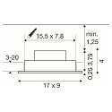 ceiling recessed luminaire NEW TRIA� 155 PHASE 2 flames, rigid, square IP20