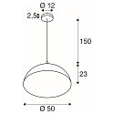 SLV pendant luminaire FORCHINI 50 down, half round E27 IP20, black matt dimmable