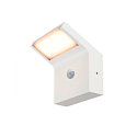 SLV outdoor wall luminaire ORDI II square, with sensor IP54, white, lacquered 