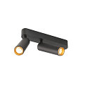 SLV Plafondarmatuur GRIP!M DOUBLE IP20, goud, zwart, gelakt dimbaar