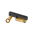 Plafondarmatuur GRIP!M DOUBLE IP20, goud, zwart, gelakt dimbaar