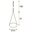 SLV Pendelarmatuur MAGICO 20 E27 IP20, aluminium dimbaar