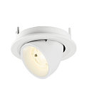 SLV ceiling recessed luminaire NUMINOS� GIMBLE S round, suitable for VDU workstation IP20, white, lacquered dimmable