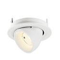 SLV ceiling recessed luminaire NUMINOS� GIMBLE S round, suitable for VDU workstation IP20, white, lacquered dimmable