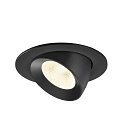 SLV Plafondinbouwarmatuur NUMINOS� GIMBLE L rond, geschikt voor beeldschermwerkstations IP20, zwart, gelakt dimbaar
