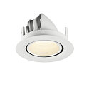SLV Plafondinbouwarmatuur NUMINOS� GIMBLE XS rond, geschikt voor beeldschermwerkstations IP20, wit, gelakt dimbaar