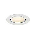 SLV Plafondinbouwarmatuur NUMINOS� GIMBLE XS rond, geschikt voor beeldschermwerkstations IP20, wit, gelakt dimbaar