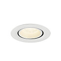 SLV Plafondinbouwarmatuur NUMINOS� GIMBLE XS rond, geschikt voor beeldschermwerkstations IP20, wit, gelakt dimbaar