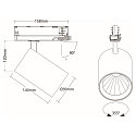 3-fase spot TRACKSPOT P 24/35W 36� ON-OFF  instelbaar, schakelbaar, multipower IP20, zwart, gelakt 