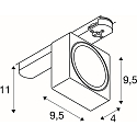 3-phase spot  EURO CUBE 2 M square, swivelling, suitable for VDU workstation IP20, black, white dimmable