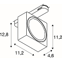 3-phase spot  EURO CUBE 2 L square, swivelling, suitable for VDU workstation IP20, black, white dimmable