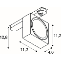 SLV 3-phase spot  EURO CUBE 2 L square, swivelling, suitable for VDU workstation IP20, black dimmable
