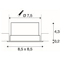 VERLUX, Recessed luminaire, LED, 3000K, matt white, 8,5x8,5 cm, 10W