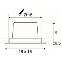Plafondinbouwarmatuur NEW TRIA DL SET hoekig, zwart dimbaar