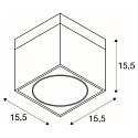 SLV Plafondarmatuur KARDAMOD SURFACE SQUARE ES111 hoekig, single GU10, wit