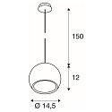 Pendelarmatuur LIGHT EYE GU10, chroom, wit