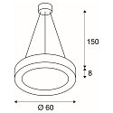 SLV LED Pendant luminaire MEDO RING 60 LED, 35W, 105�, 3000K, black
