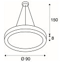 SLV LED Pendant luminaire MEDO RING 90 LED, 58W, 105�, 3000K, white