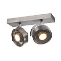 SLV Spot KALU CW dubbel GU10 IP20, aluminium geborsteld dimbaar