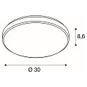 SLV LED Ceiling luminaire MARONA with corona-effects, round,  � 30cm / H 8.6cm, 15W 3000K 1200lm 120�, dimmable, alu brushed