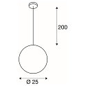 SLV Pendelarmatuur ROTOBALL 25 E27, zilvergrijs, wit