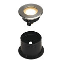 SLV Vloerinbouwarmatuur DASAR� FLAT 80 rond, stijf, toegankelijk IP65 / IP67, rvs geborsteld 