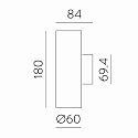ACB Wandarmatuur PIPE 16/3986-2 2-vlams IP20, zwart