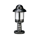 Pedestal luminaire Country style Night watchman Type No. 0530, IP44, 40cm, E27 QA55 max. 57W,cast alu, glass, black-silver