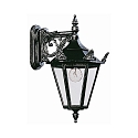 Outdoor Wall luminaire Country style Type No. 1807, with bracket, IP23, E27 QA55 max. 57W, cast alu glass clear, black/silver