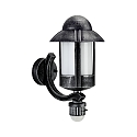 Outdoor Wall luminaire Country style Night wathcman Type No. 1840 with motion sensor, IP44, E27, cast alu / Opal, black